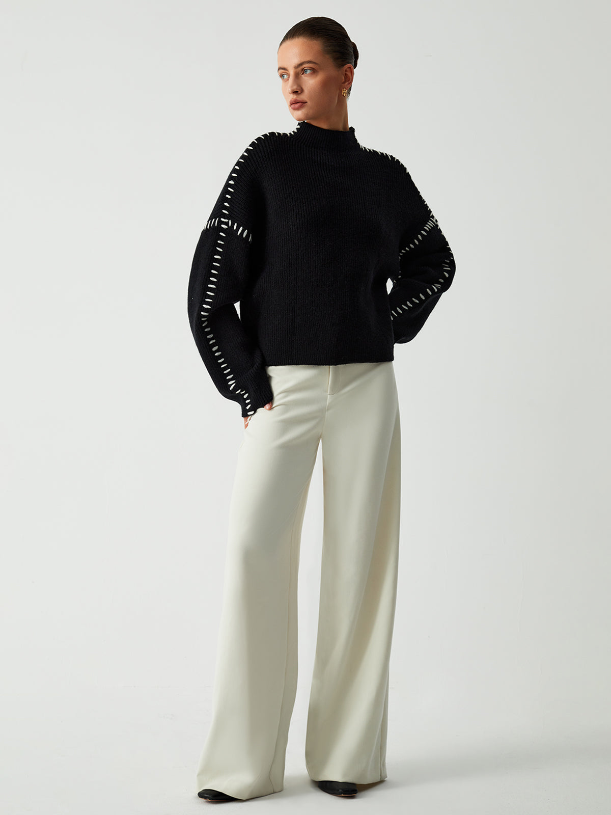Martyna – Oversized bluzka z eleganckim kołnierzem