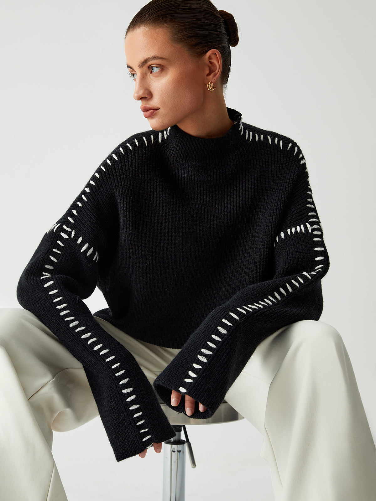 Martyna – Oversized bluzka z eleganckim kołnierzem