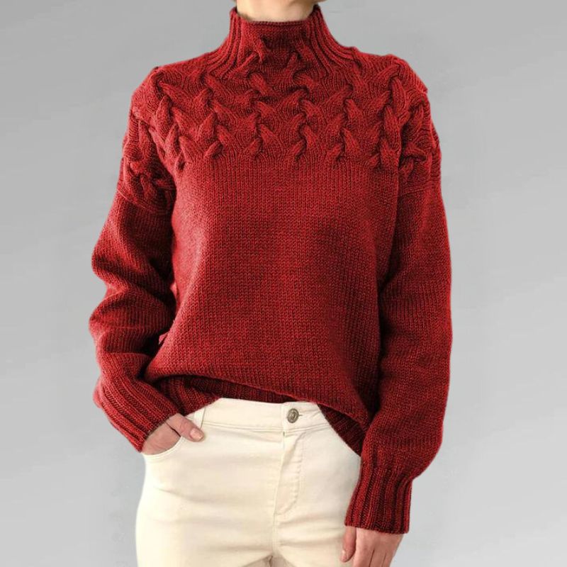 Paulina – Elegancki sweter z wysokim kołnierzem