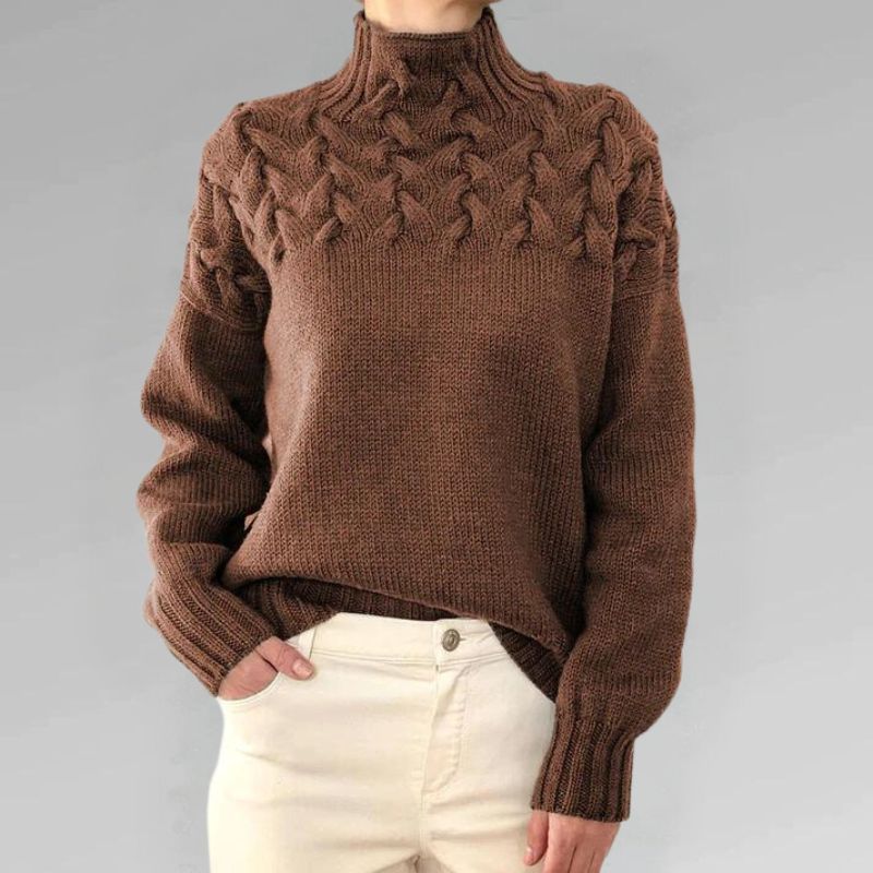 Paulina – Elegancki sweter z wysokim kołnierzem
