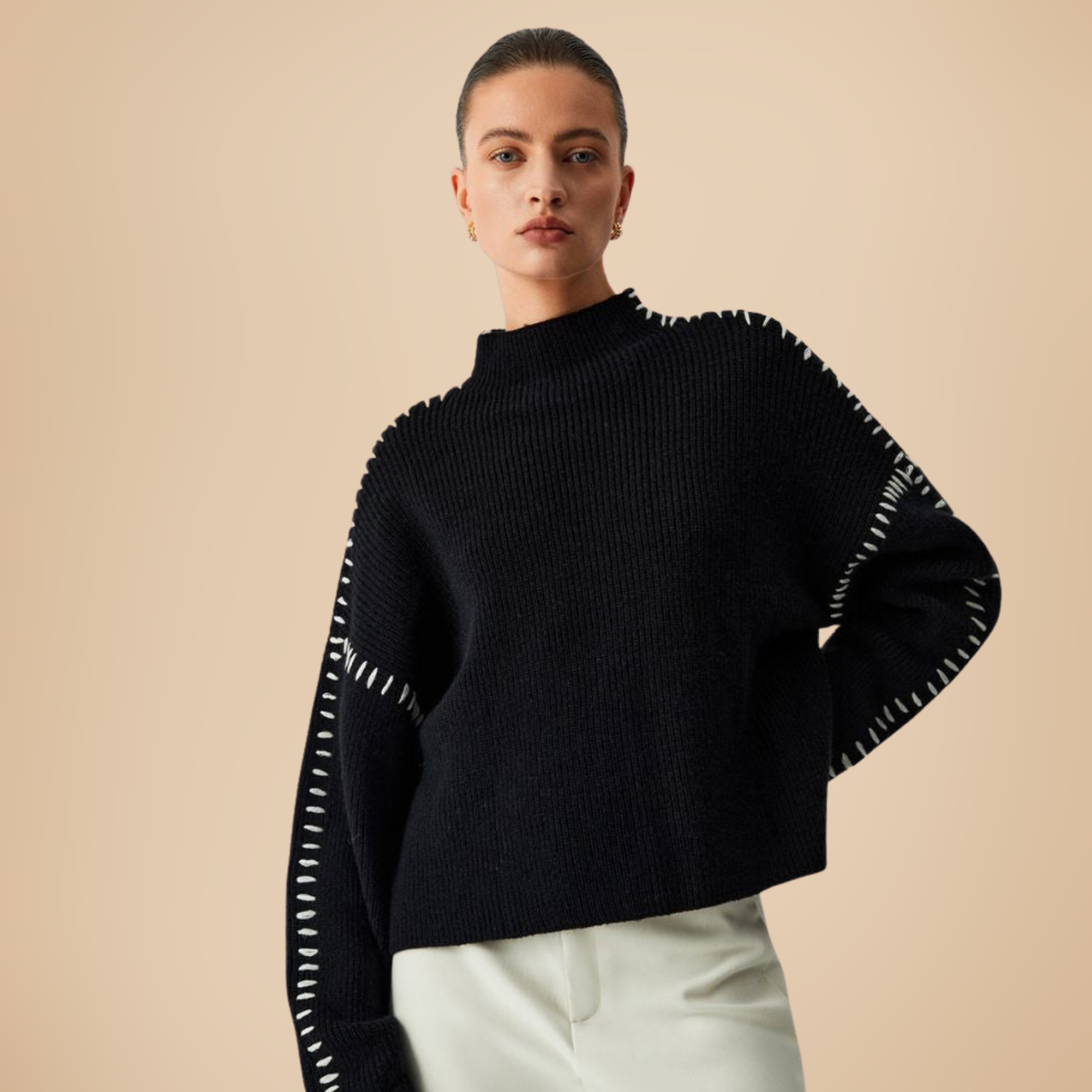 Martyna – Oversized bluzka z eleganckim kołnierzem